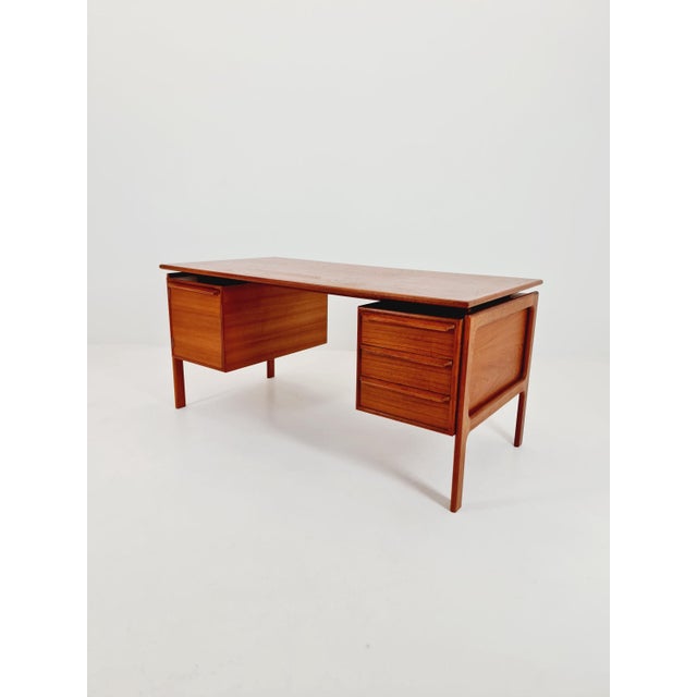 Wood Danish Teak Freestanding Desk from C.V, Denmark, 1960s For Sale - Image 7 of 14