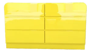 Postmodern Yellow Gloss Laminate Waterfall Dresser