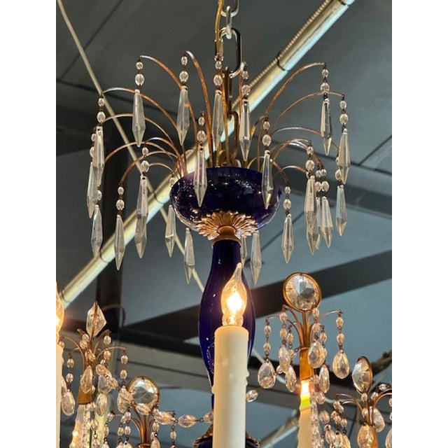 Russian Gilt Bronze and Cobalt Chandelier For Sale In Dallas - Image 6 of 8