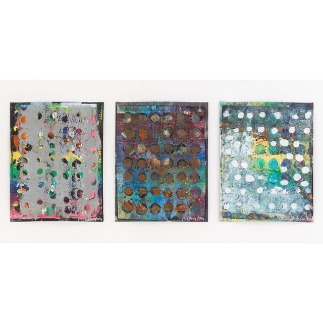 Richmond Burton (American, b. 1960), Untitled (Three Abstract Compositions), Mixed Media on Paper, 1990s, each signed...