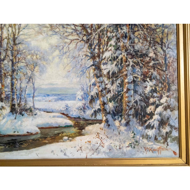 Early 20th Century American Impressionist Winter Wonderland Landscape Painting by George Young Kauffman For Sale - Image 9 of 18