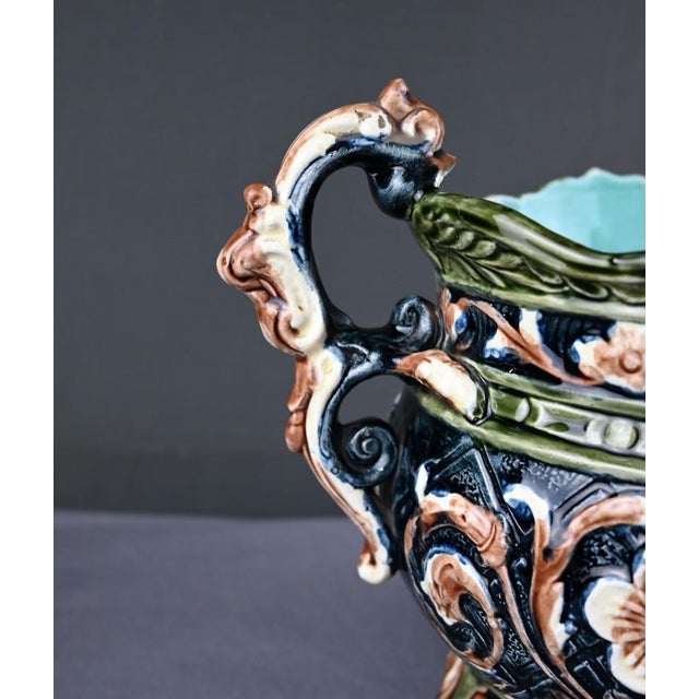 Antique Art Nouveau Majolica Planter, 1800s For Sale - Image 11 of 18