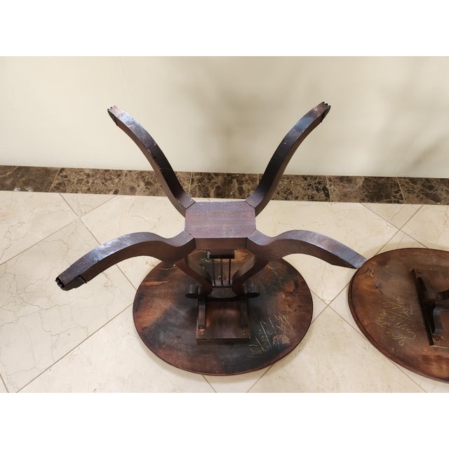 Brown 1960s Pair of Victorian Style Lyre Harp Side Tables - Mahogany For Sale - Image 8 of 11