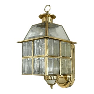 Vintage Porch Light Plated Brass Motion Detection Wall Lantern For Sale