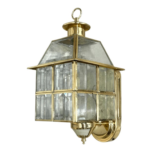 Vintage Porch Light Plated Brass Motion Detection Wall Lantern For Sale