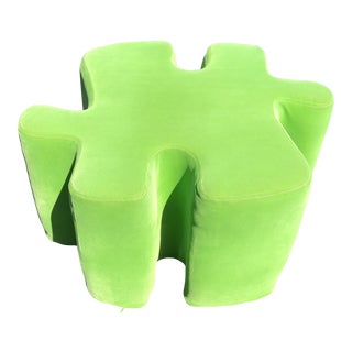 Modern Upholstered Puzzle Piece Accent Ottoman For Sale
