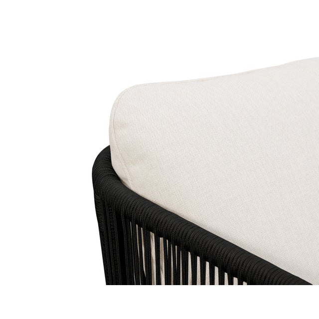 Alpine Teak Wood Outdoor Sofa With Black Rope Design For Sale In Chicago - Image 6 of 14