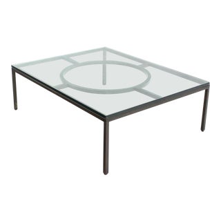 Modern Rectangle Bronzed Frame Coffee Table For Sale