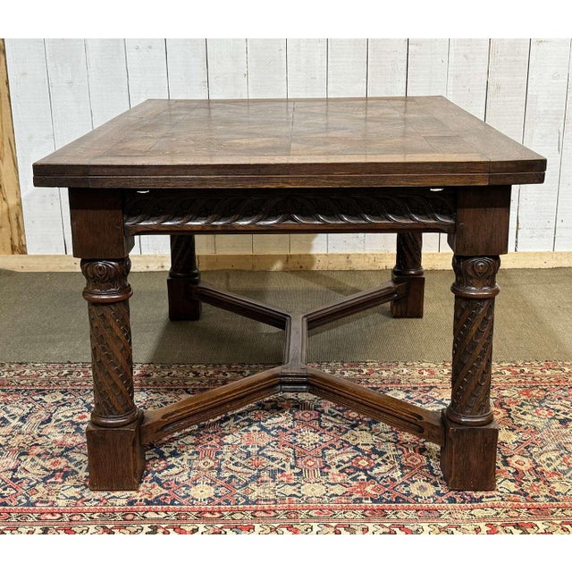 Extendable Oak Table with Gothic Decoration, 1930s For Sale - Image 18 of 18