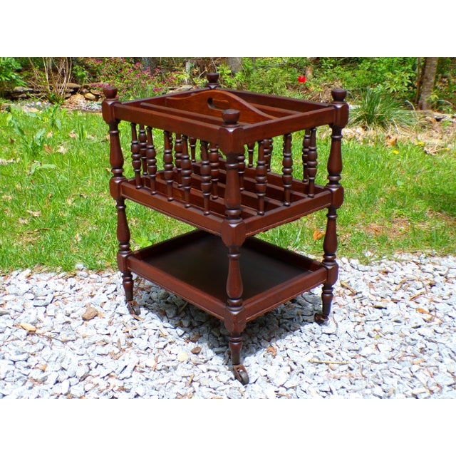 Vintage Mahogany Canterbury Magazine Rack Music Stand is a portable, occasional piece of furniture consisting of an open...