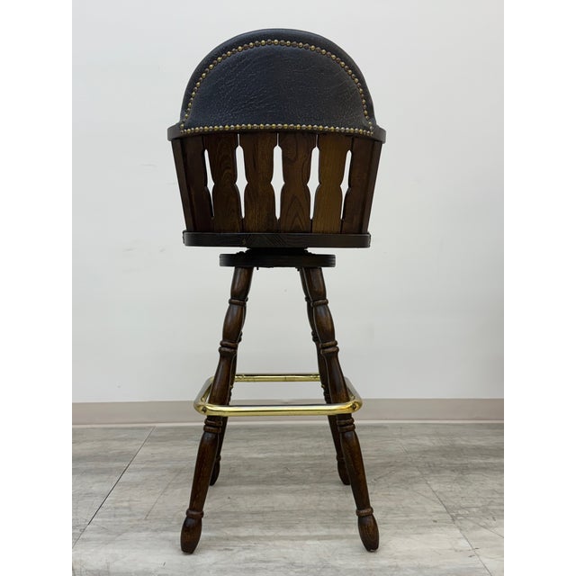 Western Cowboy Style Mid-Century Black Swivel Bar Stool ~ Set of 4 For Sale - Image 10 of 11