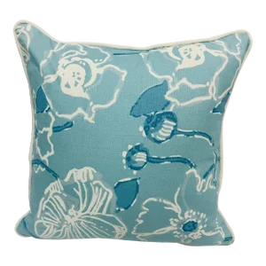 18” X 18” Lilly Pulitzer Dahlia Sky Blue Floral Linen Cotton Pillow Cover