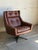 Mid-Century Modern Brown Leather Tufted Swivel Lounge Chair With Shell Back and Star Base Mid-Century Modern 1970s For Sale - Image 3 of 8