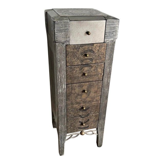 Postmodern Carved Jewelry Chest/Lingerie Armoire For Sale