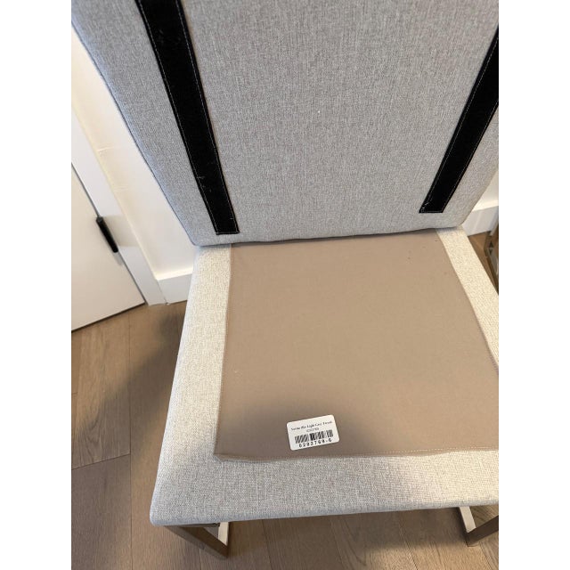 Light Gray Pair of Modern Nuevo Savine Light Grey Tweed Dining Chairs With Polished Stainless Cantilever Bases For Sale - Image 8 of 9