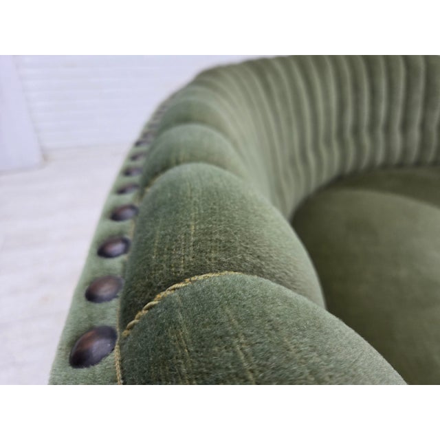 Green Danish Banan Three-Seater Corner Sofa with Velour Upholstery, 1950s For Sale - Image 8 of 18
