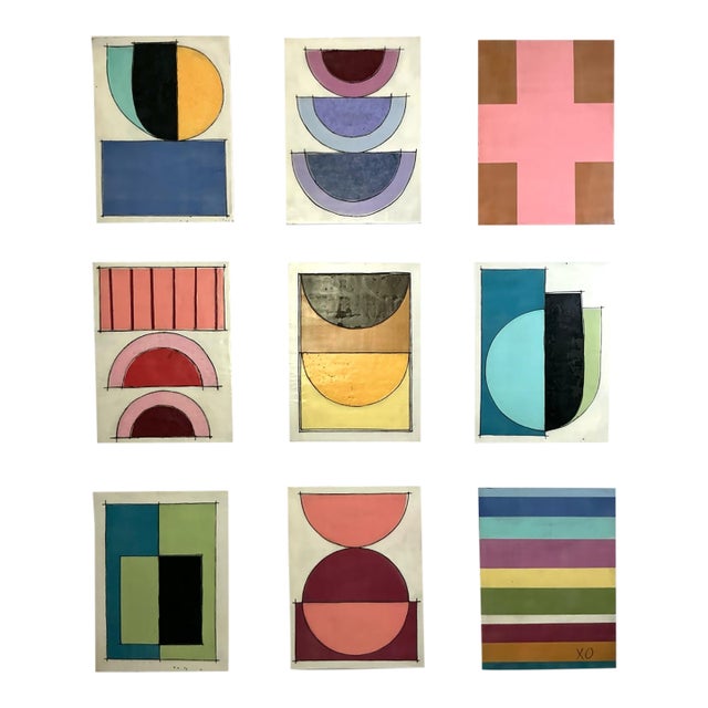 Original Encaustic Mixed Media Installation by Gina Cochran - 9 Panels - "And Away We Go" For Sale