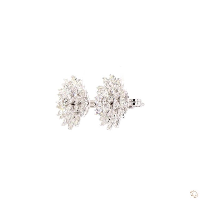 Modern 5.78 Carat Rose Cut Diamond Gold Earrings, Pair For Sale - Image 3 of 9