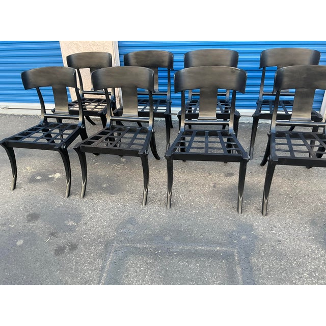 Modern Mid-Century Style Klismos Patio Dining Chairs - 8 For Sale - Image 4 of 16