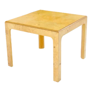 Burl Wood Henredon Square Game Card Small Dining Table