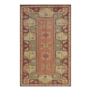 Milas Rug 4'1'' X 6'10'' Pink Wool Vintage Tribal Hand-Knotted Oriental Carpet