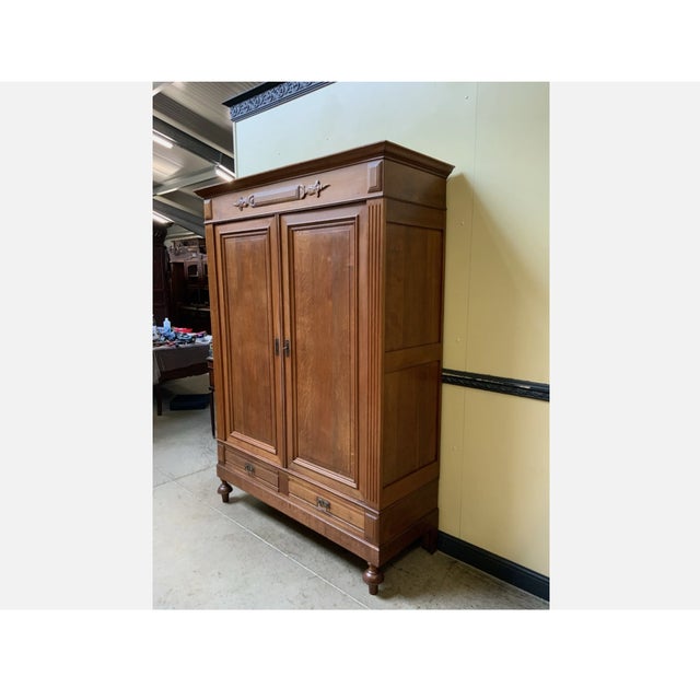 Wood Antique Art Nouveau Wardrobe, 1900 For Sale - Image 7 of 9