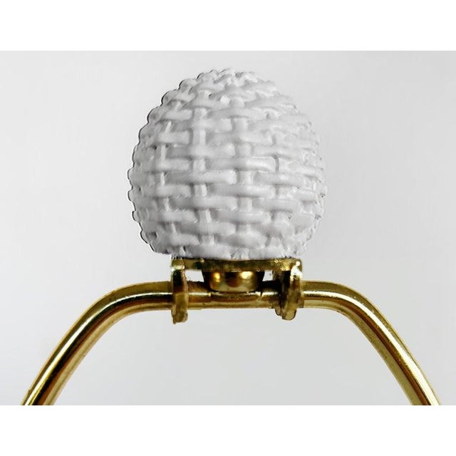 Traditional Late 20th Century Palm Beach Coastal Chic White Wicker Table Lamps With Harps and Finials, a Pair For Sale - Image 3 of 10