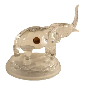 1990s Cristal D Arques France Crystal Trunk-Up Elephant Figurine