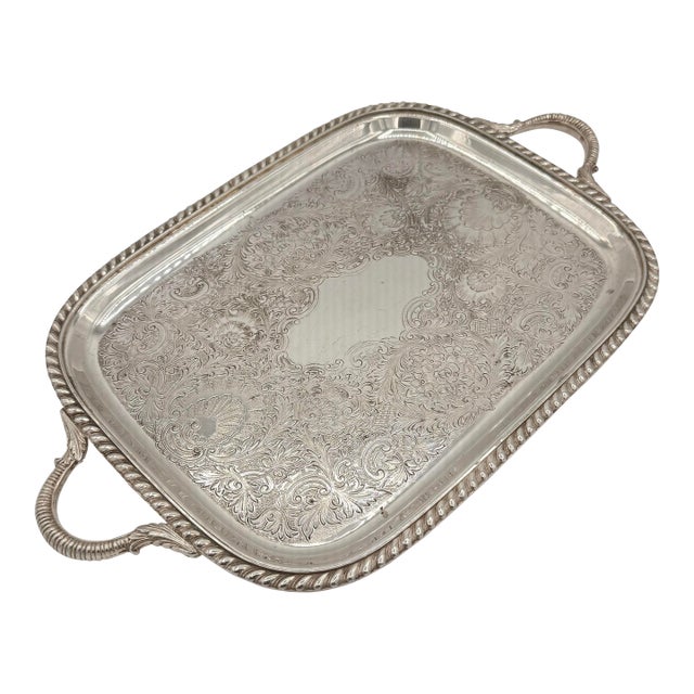 Early 20th-Century Sheffield Silver Co. Ornate Silverplate Serving Tray For Sale