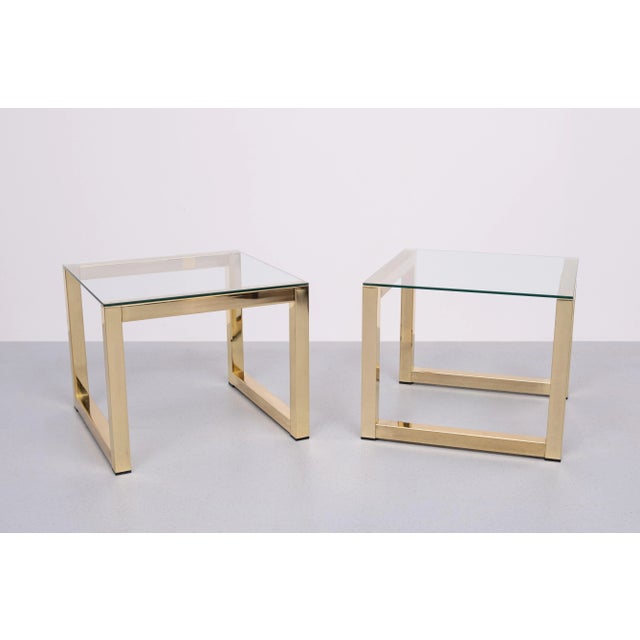 Very nice set of side tables. Square-shaped. Design by Renato Zevi 1970s Italy. Good condition. This piece is attributed...