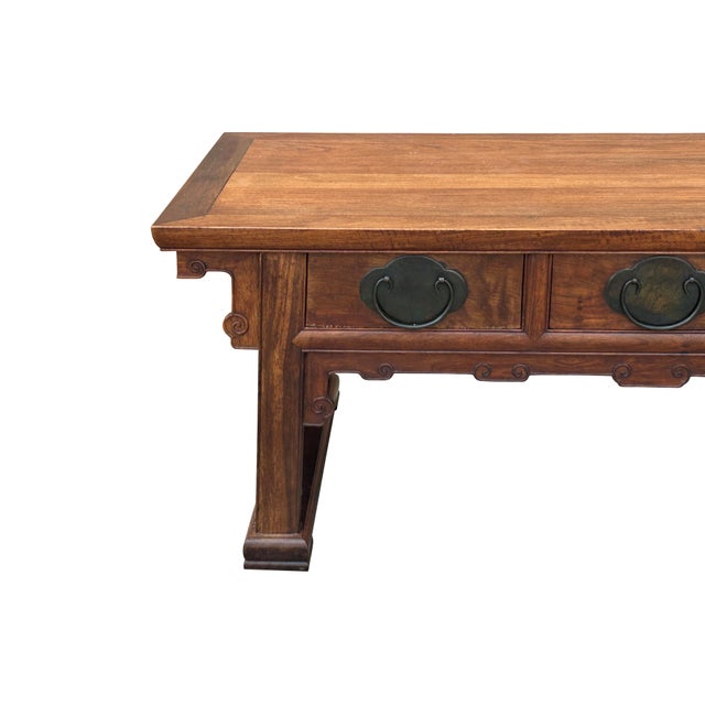 Oriental Rectangular Rosewood Charm Patina 3 Drawers Coffee Table For Sale - Image 4 of 15