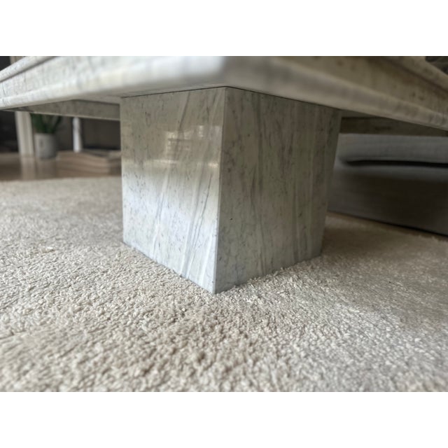 White Vintage Italian Marble Coffee Table, 1970s For Sale - Image 8 of 13