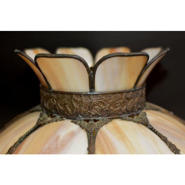 Cream Antique American Bisque Ceiling Light Lamp Shade Glass Victorian Excellent For Sale - Image 8 of 17