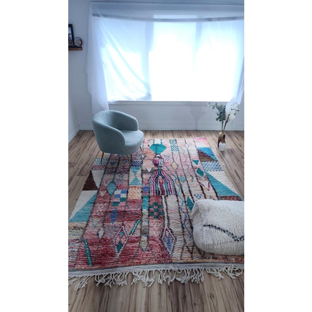 Contemporary Rose Clay Patchwork Wool Moroccan Rug For Sale - Image 11 of 18
