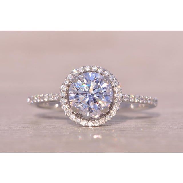 The Champ: Halo Set Natural Diamond Engagement Ring in White Gold For Sale - Image 4 of 11