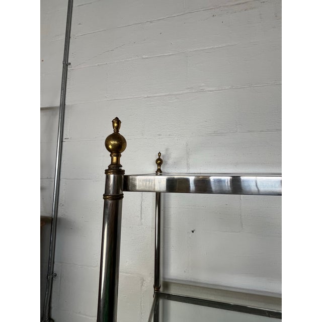Metal Maison Jansen Hollywood Regency Chrome and Brass Étagère For Sale - Image 7 of 10