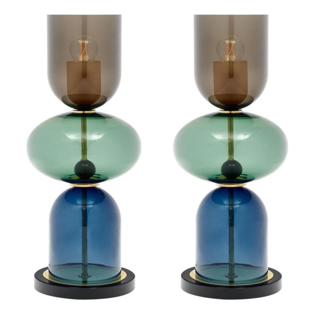 Murano Glass Ettore Sottsass Style Urn Lamps For Sale