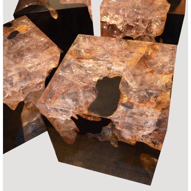 Brown Andrianna Shamaris Cracked Resin Cocktail Table For Sale - Image 8 of 18