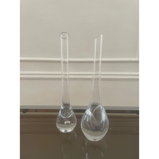 Pair of Vintage Mid 20th Century Mats Jonasson Art Glass Bud Vases Signed For Sale - Image 13 of 13