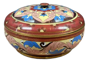 Vintage Cloisonné Round Lidded Jar / Trinket Box