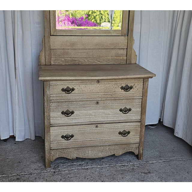 Wood Antique Eastlake-Style Chest of Drawers, Oak, Circa 1930's For Sale - Image 7 of 17