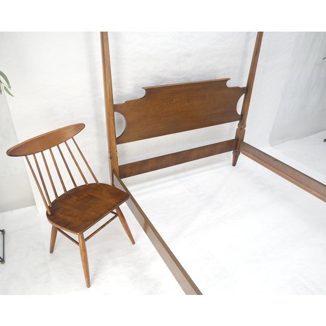 Antique c1940s Wooden Four-Poster Queen Size Canopy Bed Frame Mint For Sale - Image 17 of 18