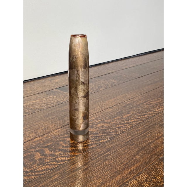 Gold 1990's Contemporary Glass Bud Vase With Gold Leaf For Sale - Image 8 of 8