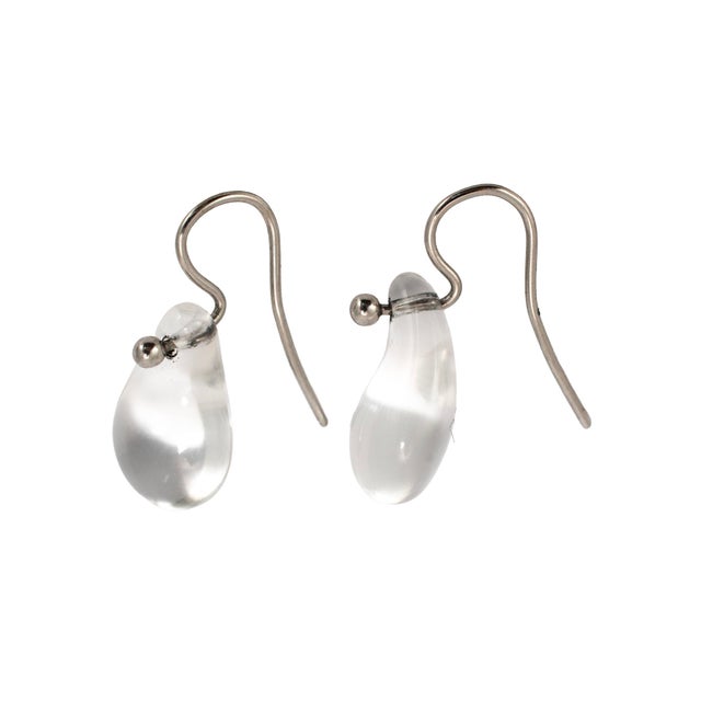 Modern Tiffany & Co. Elsa Peretti Platinum Rock Crystal Teardrop Pierced Dangle Earrings, A Pair For Sale - Image 3 of 8