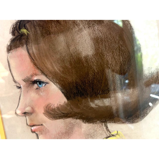 1960s 1960 Profile Lady Portrait in Wood Frame For Sale - Image 5 of 6