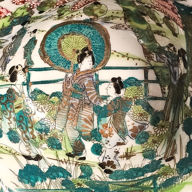 Meiji–Taishō Japanese Hand-Painted Asymmetric Bowl — Figural Garden, c.1900–1920 For Sale In San Francisco - Image 6 of 18