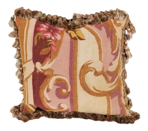 French 19th Century Aubusson Tapestry Pillow with Tassels