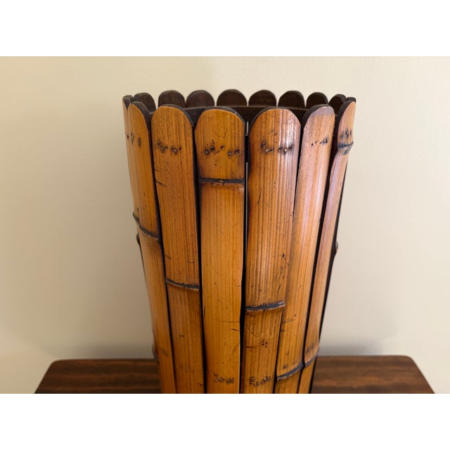 Wood 1970s Bamboo Umbrella Stand in the Palm Beach Tradition For Sale - Image 7 of 12