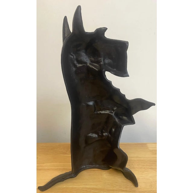 Tall standing black Scottish Terrier Doorstop, realistically cast and modeled of a Scotty standing on its hind legs.