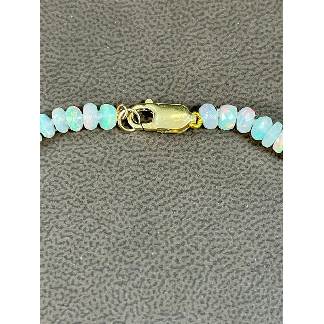 Contemporary Natural Opal Faceted Bead Single Strand Necklace on Sale 14 K Gold Lobster Clasp For Sale - Image 3 of 18